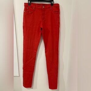 Red skinny jeans